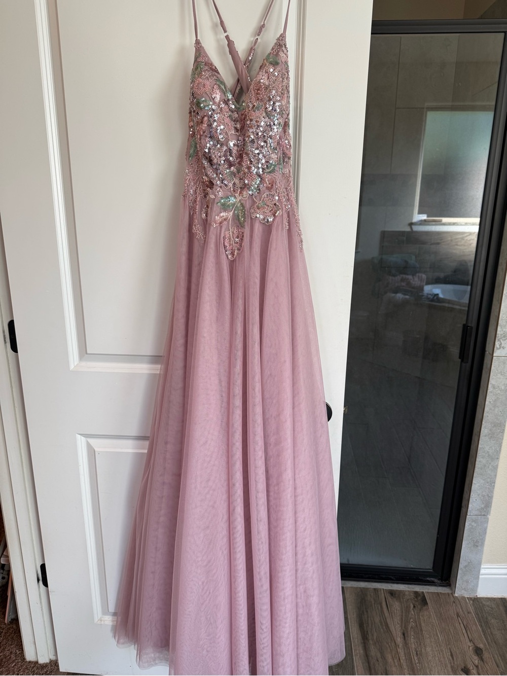 NWOT City Triangles Dusty Rose Embellished Tulle Prom Dress